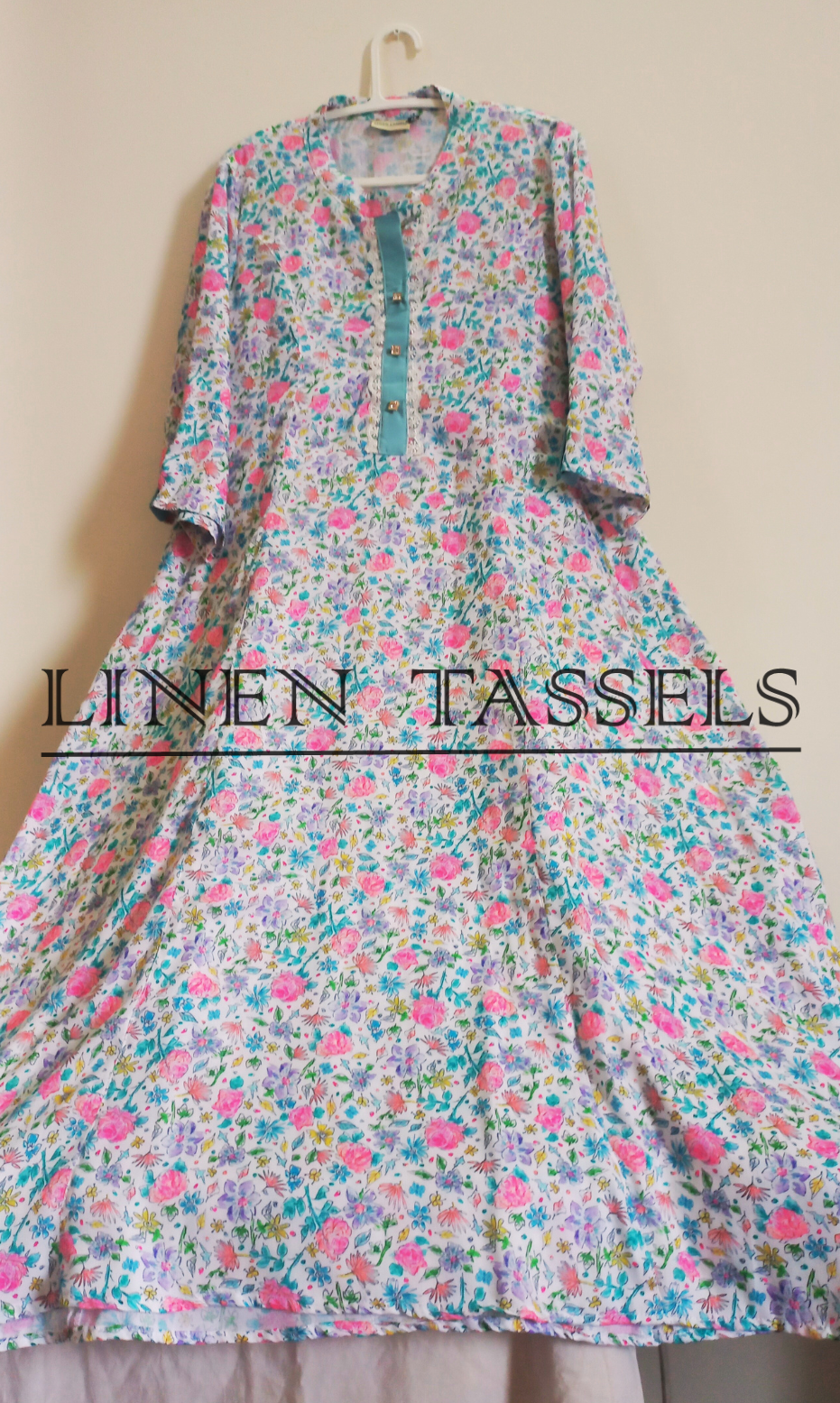 Floral Poly cotton Kurti with princess cut (Code: KW00166) Size:XL