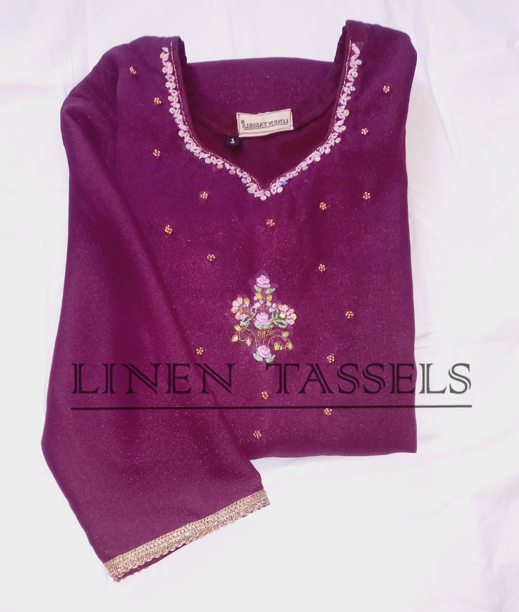 Embroidered Georgette Kurti (CODE: KW00184) Size: Large(L)