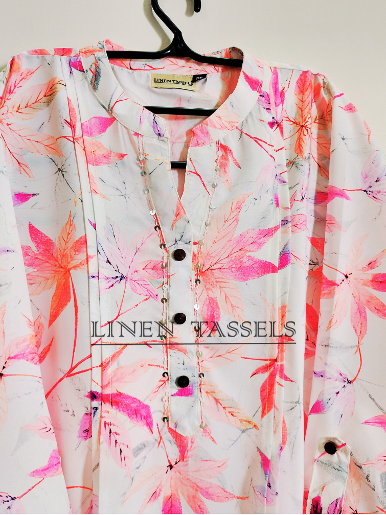 Crepe Floral kurti  (Code: KW00197) Size-XL Chest-38"