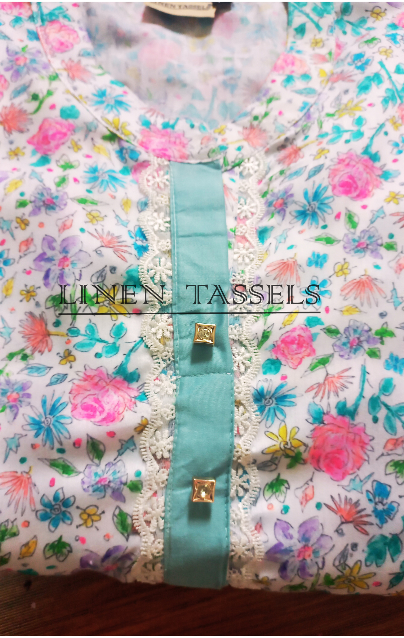 Floral Poly cotton Kurti with princess cut (Code: KW00166) Size:XL