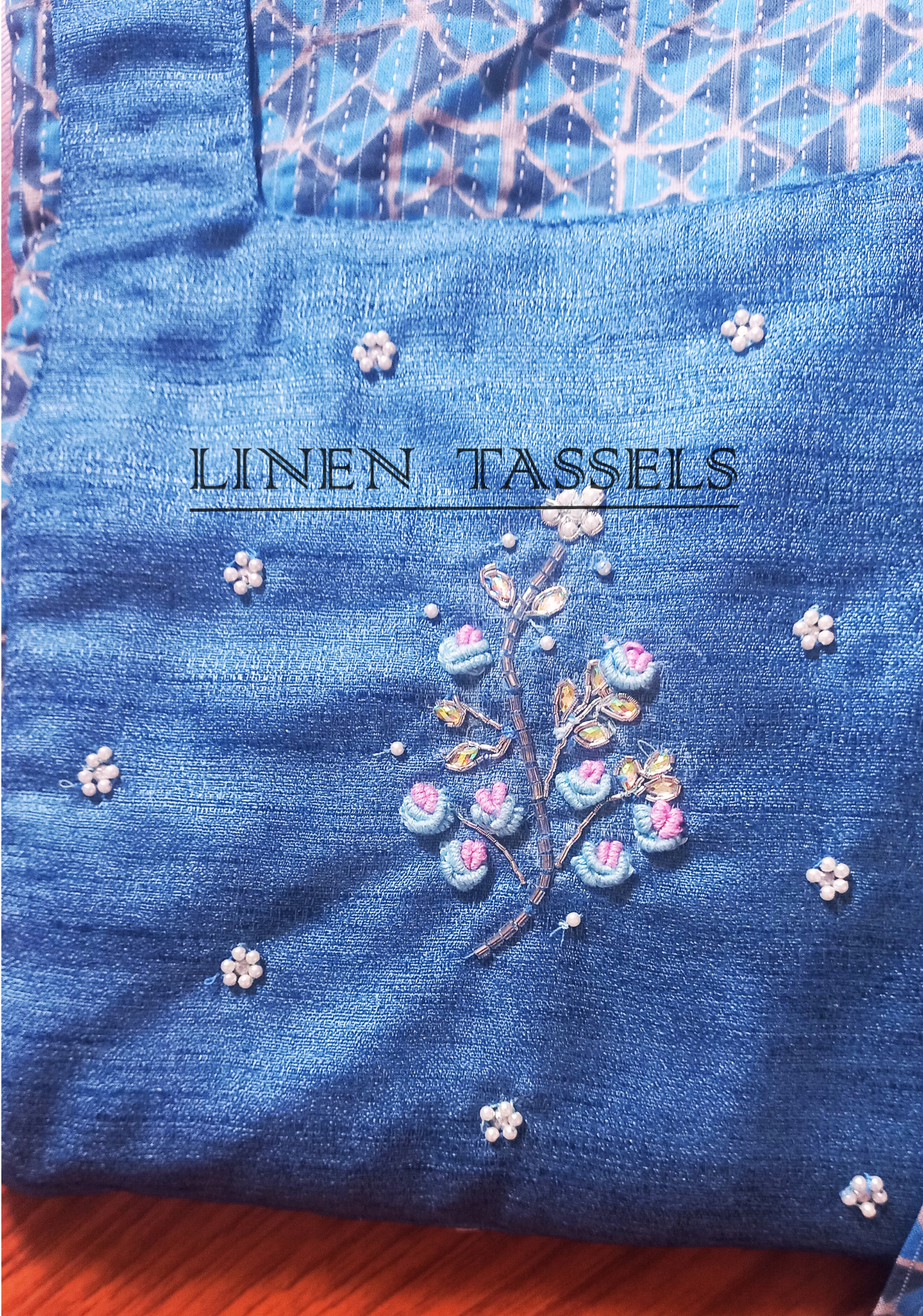 Embroidered Blue Cotton Kurti (Code: KW00165) Size: L