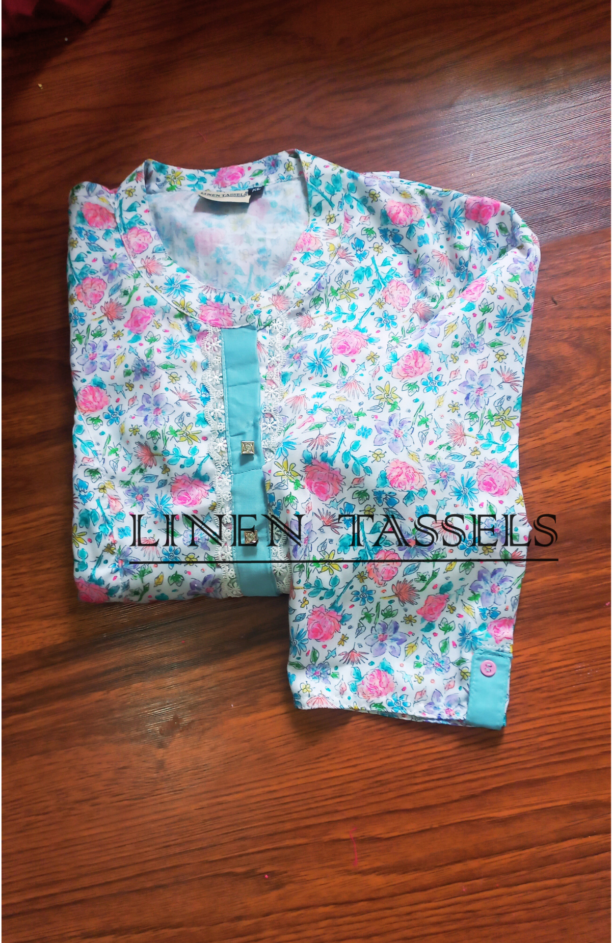 Floral Poly cotton Kurti with princess cut (Code: KW00166) Size:XL