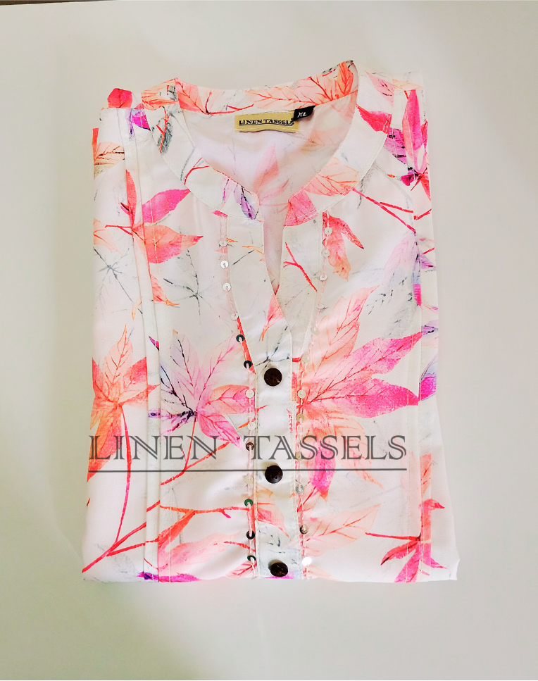 Crepe Floral kurti  (Code: KW00197) Size-XL Chest-38"