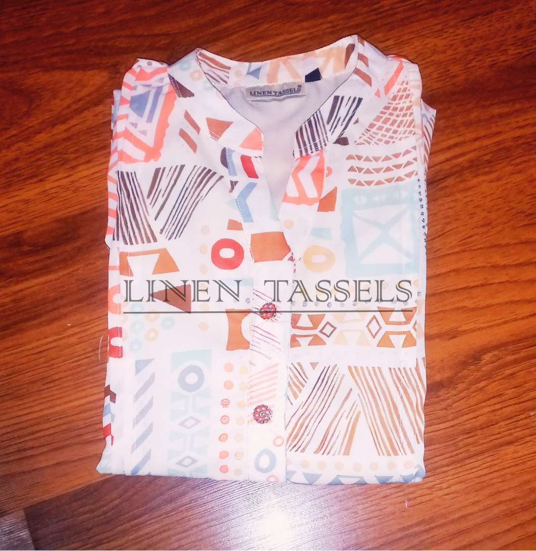 Printed Georgette kurti with cuff sleeves (Code: KWS00183) Size: XL