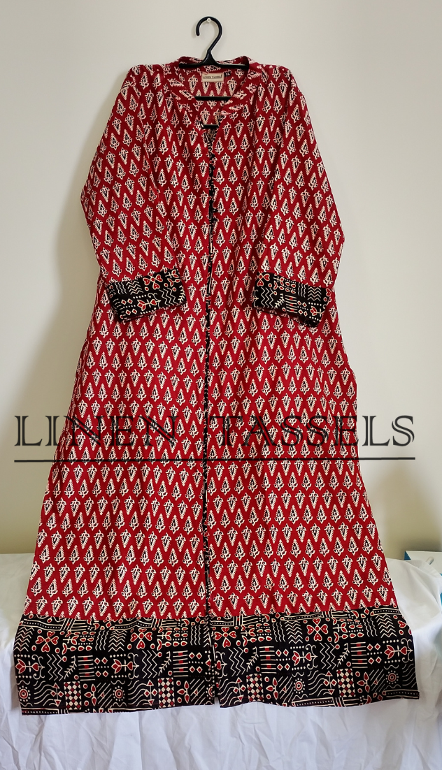 Red Printed Cotton Kurta(Code:KW00187) Size: XL