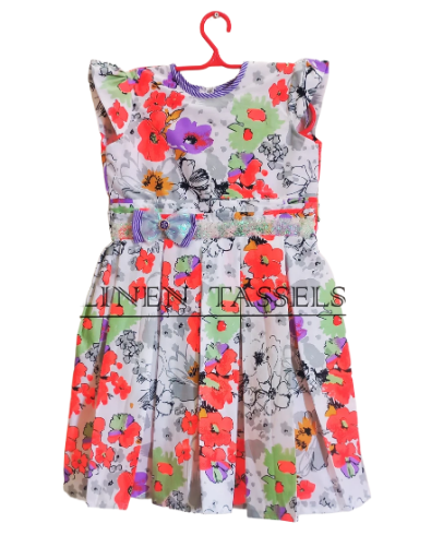 Girls' Floral Print Dress (Code: KC00171) Size: 6-7 years
