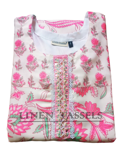 Floral Printed Cotton Kurti Code:(KW00173) Size: (L)