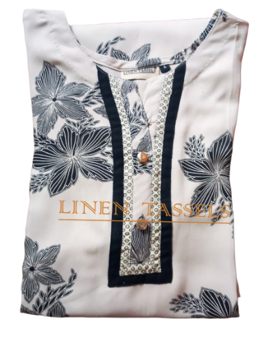 Floral Printed Rayon Kurti Code:(KW00170) Size: Large(L)(Chest 36)