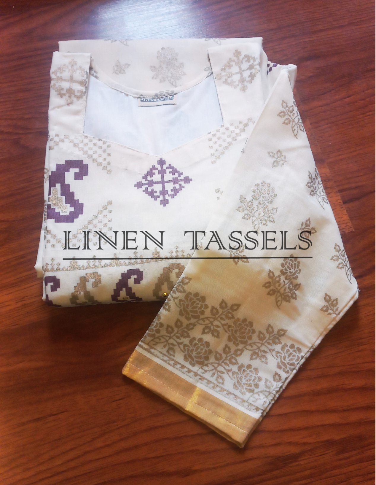 Embroidered Cotton  Suit(Code: KW00162) Size: XL