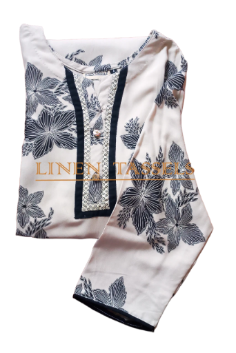 Floral Printed Rayon Kurti Code:(KW00170) Size: Large(L)(Chest 36)