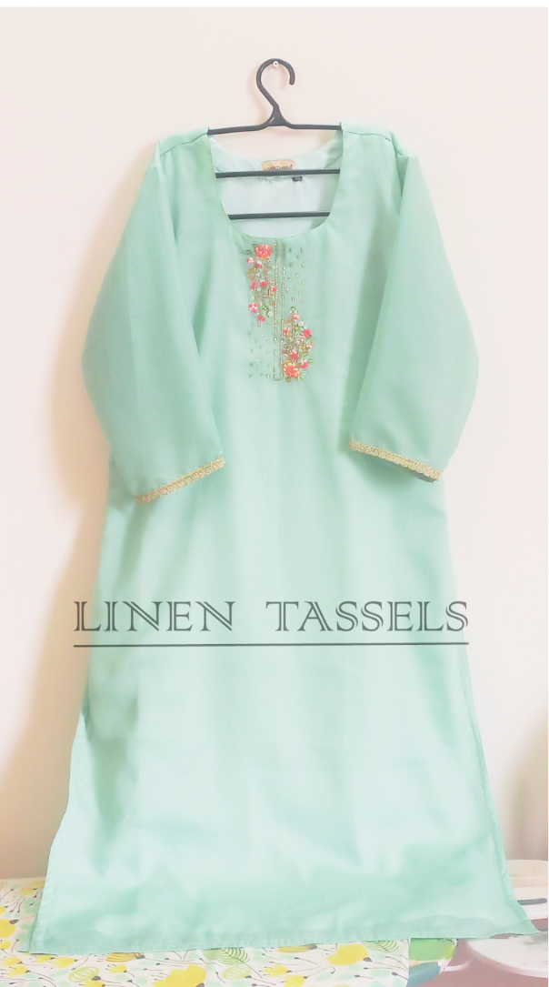 Embroidered Georgette Kurti (Code: KW00176) Size: ( Chest :38 XL)