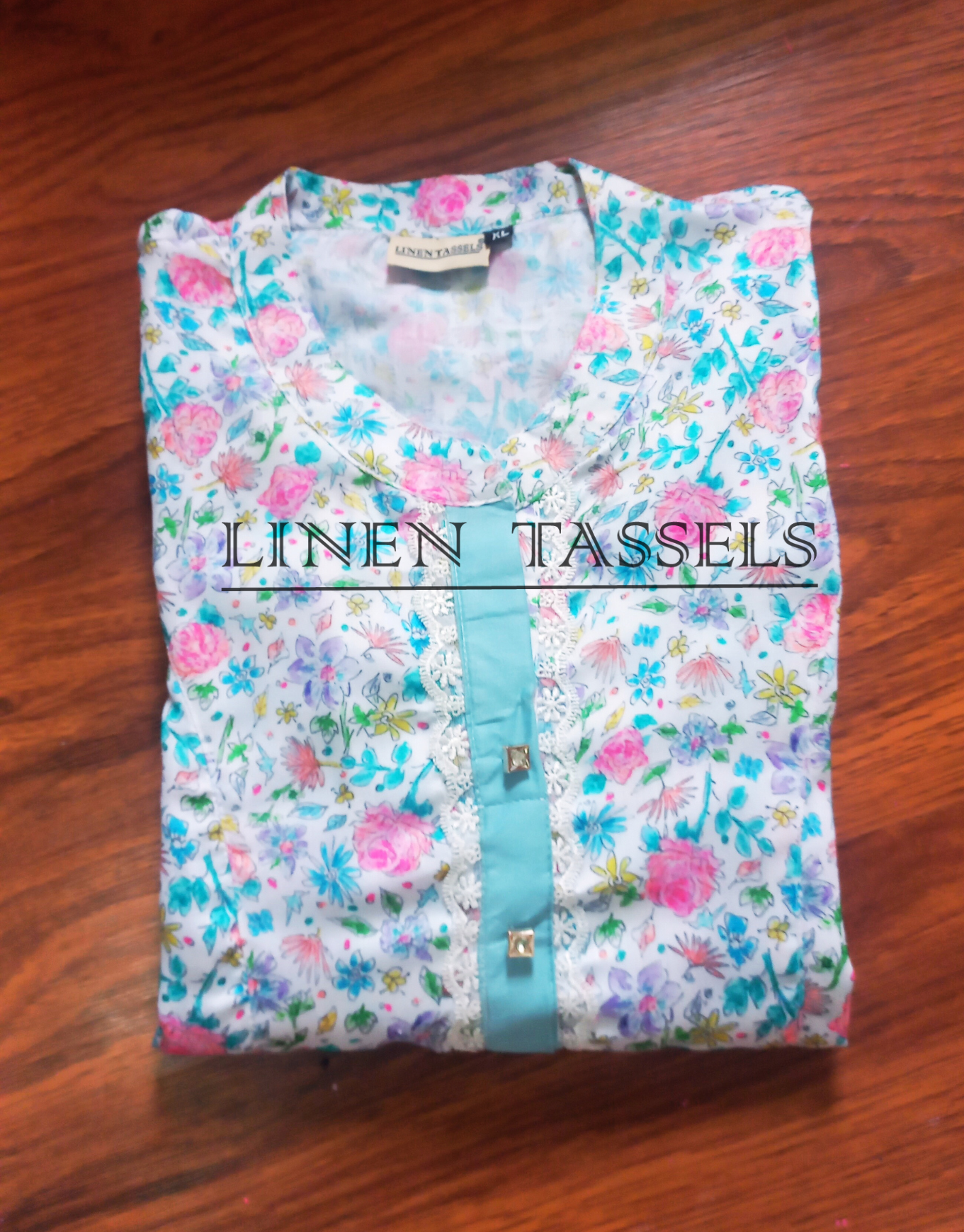 Floral Poly cotton Kurti with princess cut (Code: KW00166) Size:XL