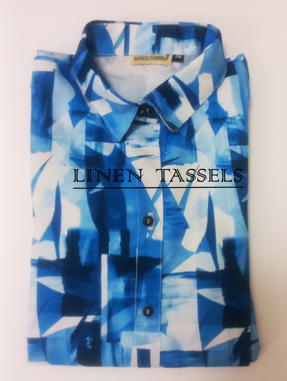 Blue Abstract Print Women Shirt Style kurti (Code:KW00178) Size: XL