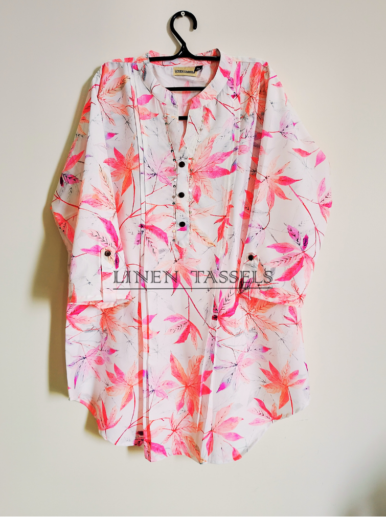 Crepe Floral kurti  (Code: KW00197) Size-XL Chest-38"