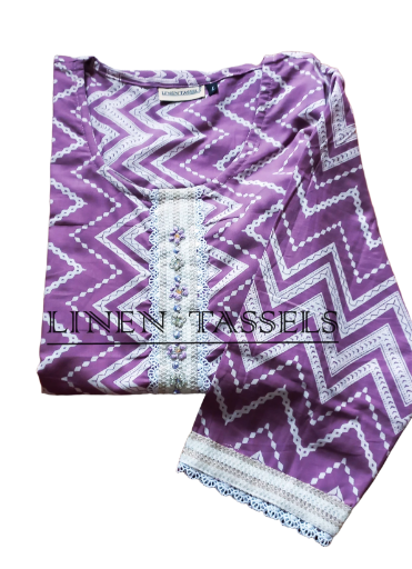 Purple Patterned Kurta (Code: KW00161) Size: Chest 36 (L)