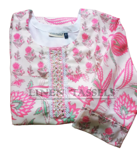 Floral Printed Cotton Kurti Code:(KW00173) Size: (L)