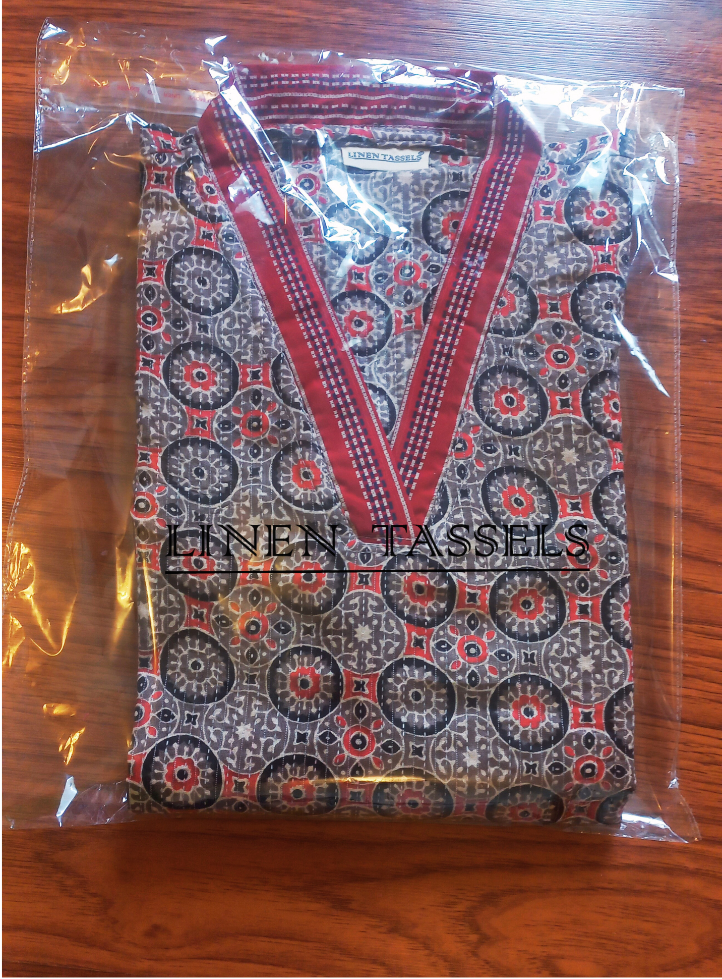 Printed Kantha Cotton Kurta (Code:KW00160) Size : Large (Chest-36)