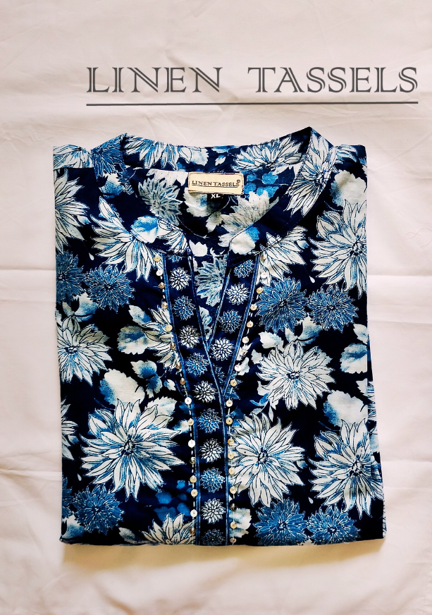 Floral Print Cotton Kurti (Code: KWS00185) Size :XL