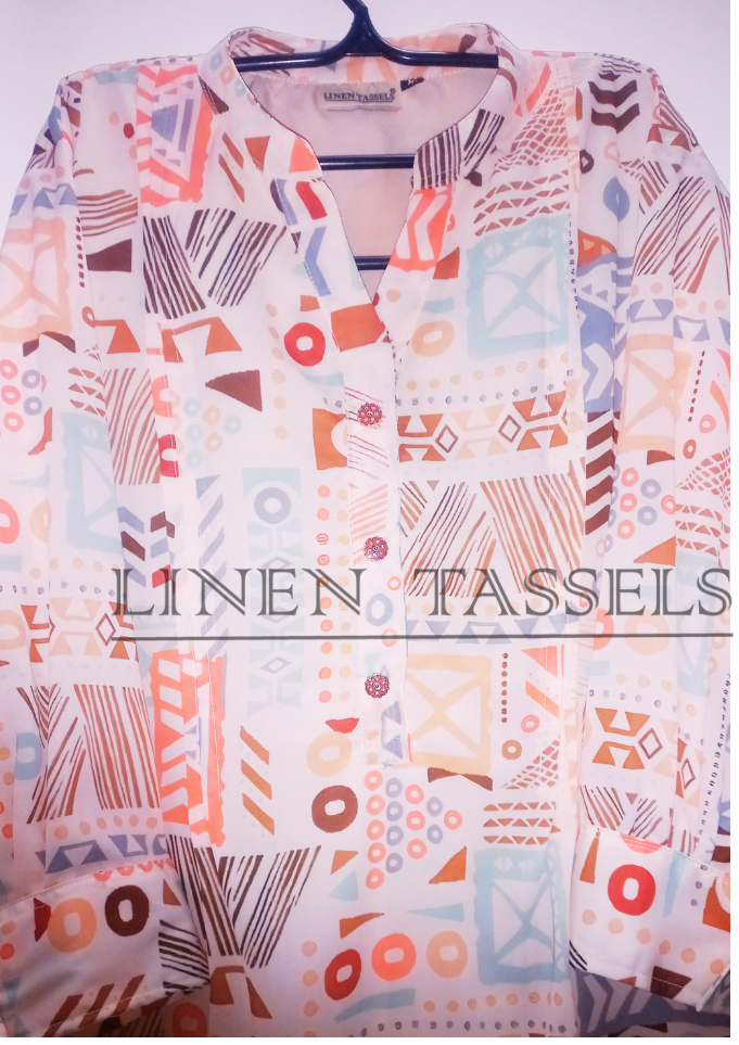 Printed Georgette kurti with cuff sleeves (Code: KWS00183) Size: XL