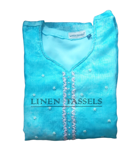 Turquoise Silky Kota Kurta (Code:KW00180) Size :(L)