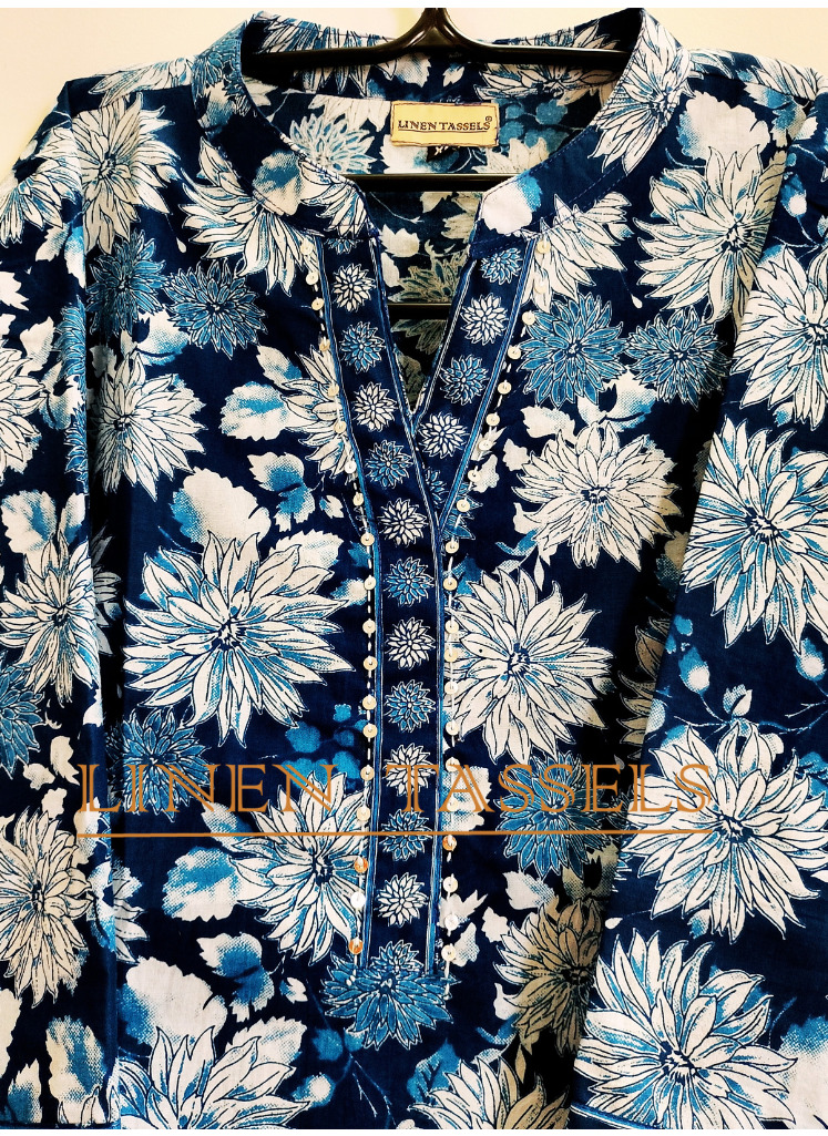 Floral Print Cotton Kurti (Code: KWS00185) Size :XL