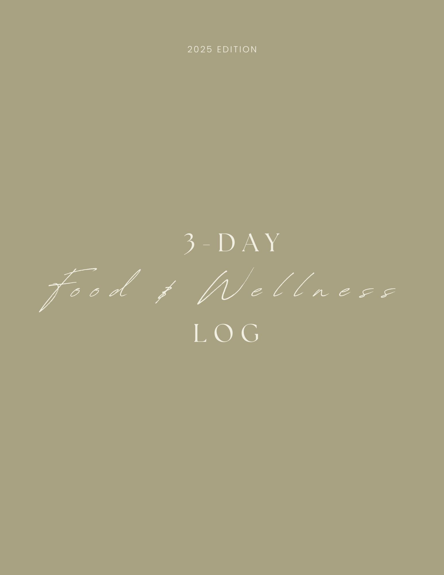 3 Day Food & Wellness Log