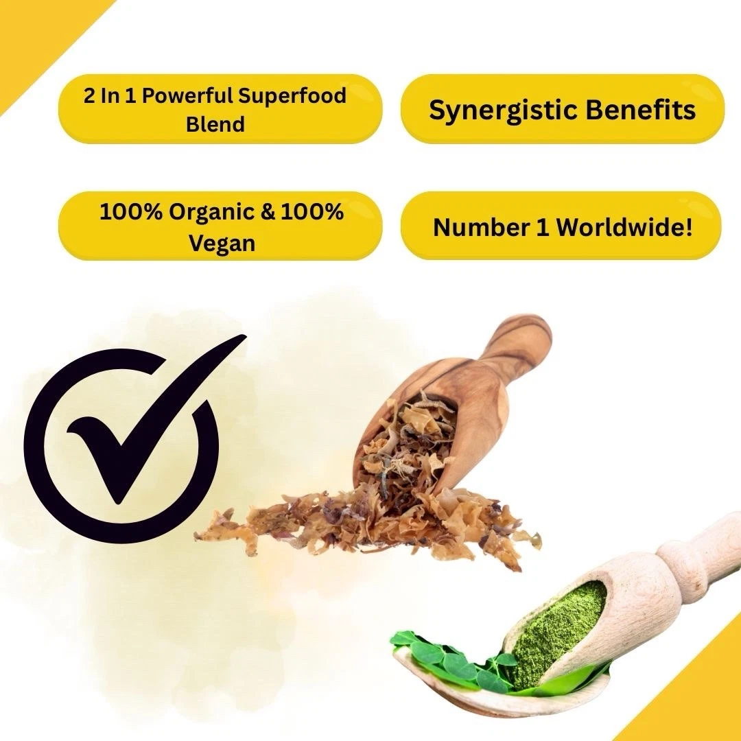 SEA MOSS & MORINGA CAPSULES 2 MONTH SUPPLY - 2 IN 1 BLEND - LAB TESTED 100% PURE