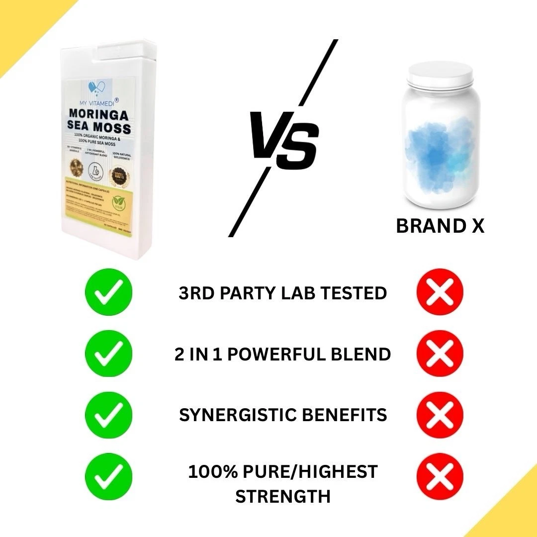 SEA MOSS & MORINGA CAPSULES 2 MONTH SUPPLY - 2 IN 1 BLEND - LAB TESTED 100% PURE