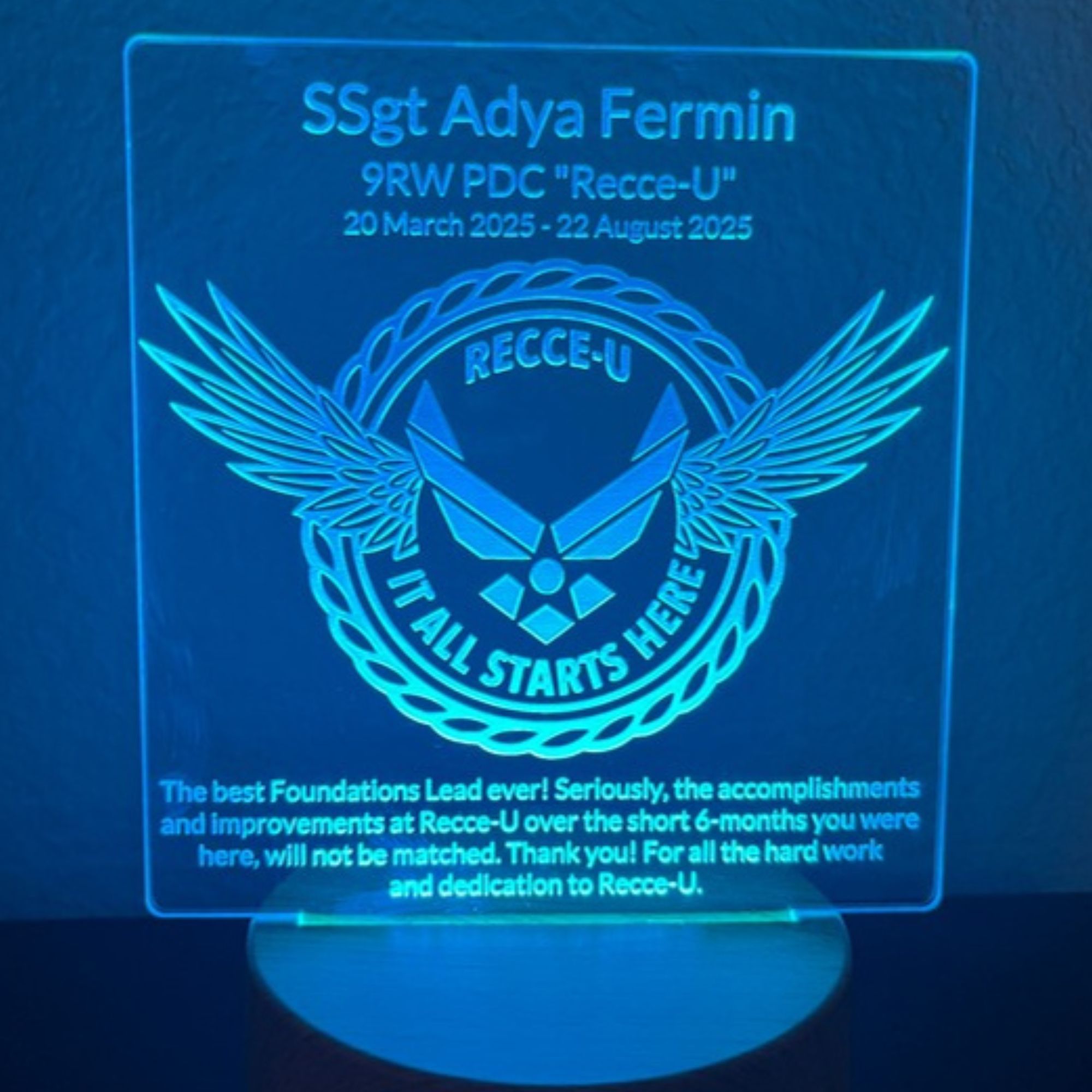 LED Custom Acrylic Plaque