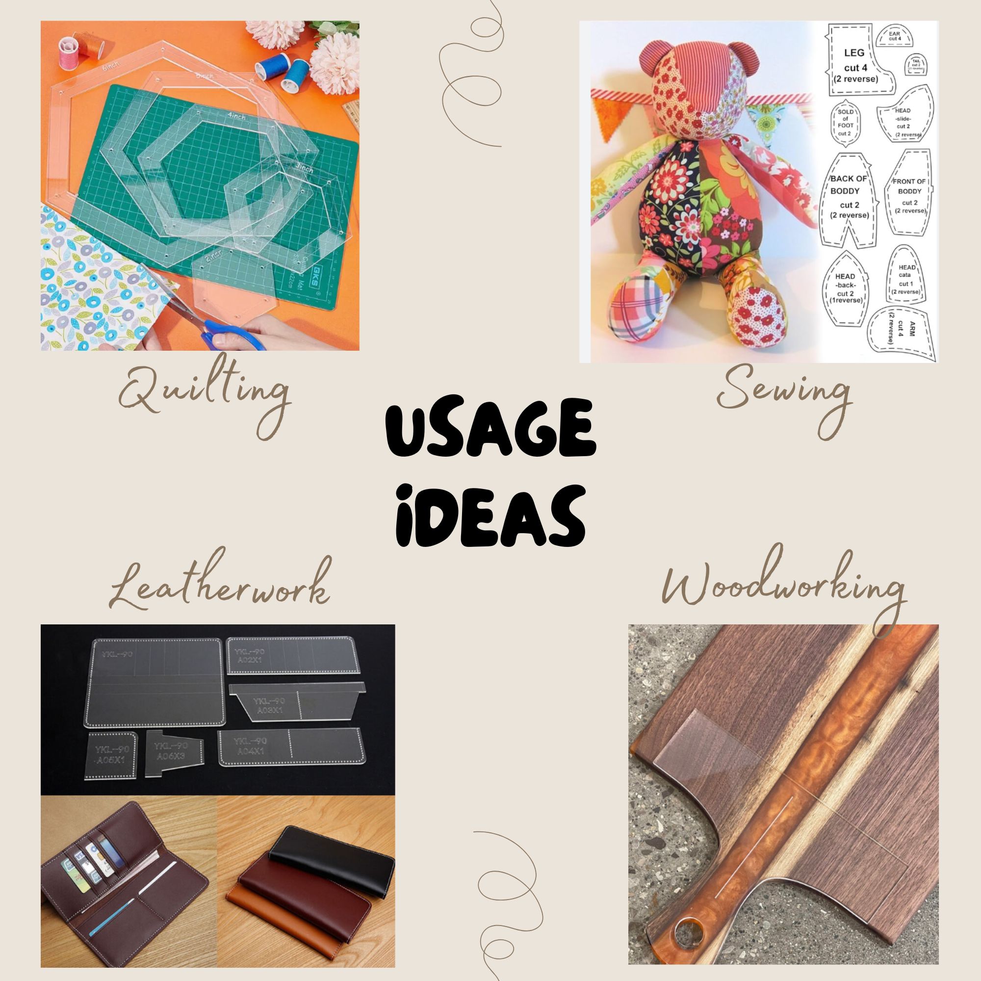 Custom Acrylic Craft Templates: Leatherwork, Woodworking, Quilting