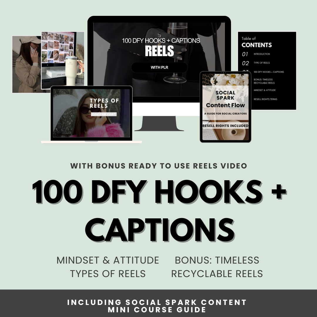 100 DFY Hooks + Captions: Reels Bundle