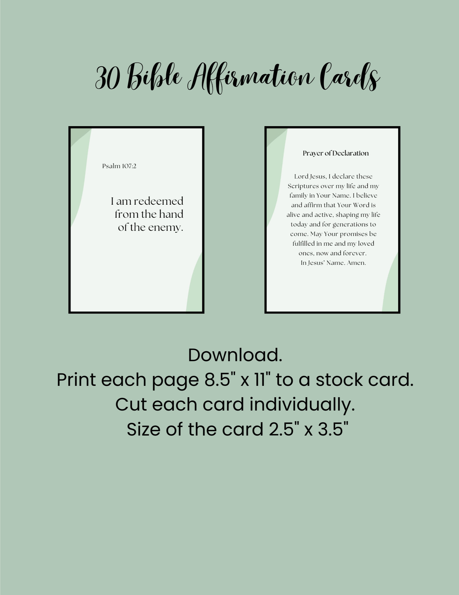 30 Bible Affirmation Cards