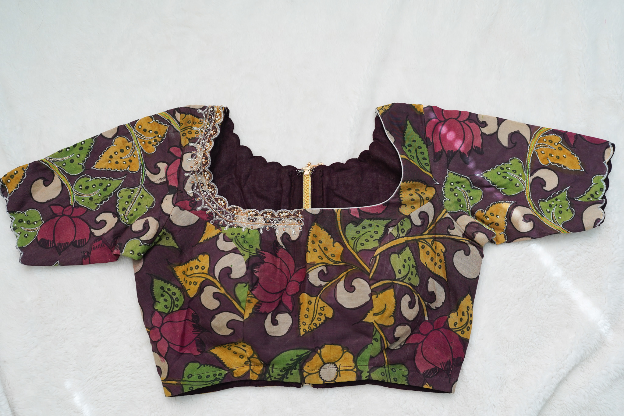 Pure Pen Kalamkari Maggam Work Blouse