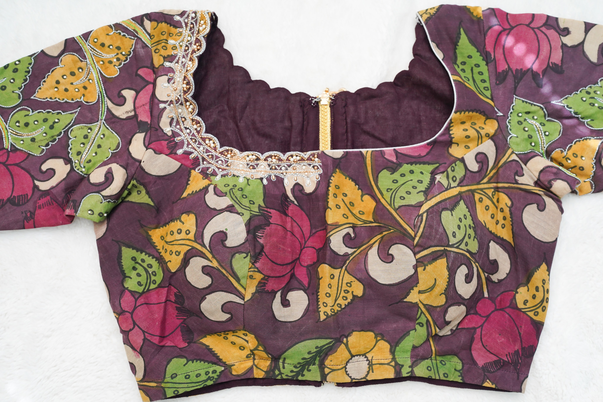 Pure Pen Kalamkari Maggam Work Blouse