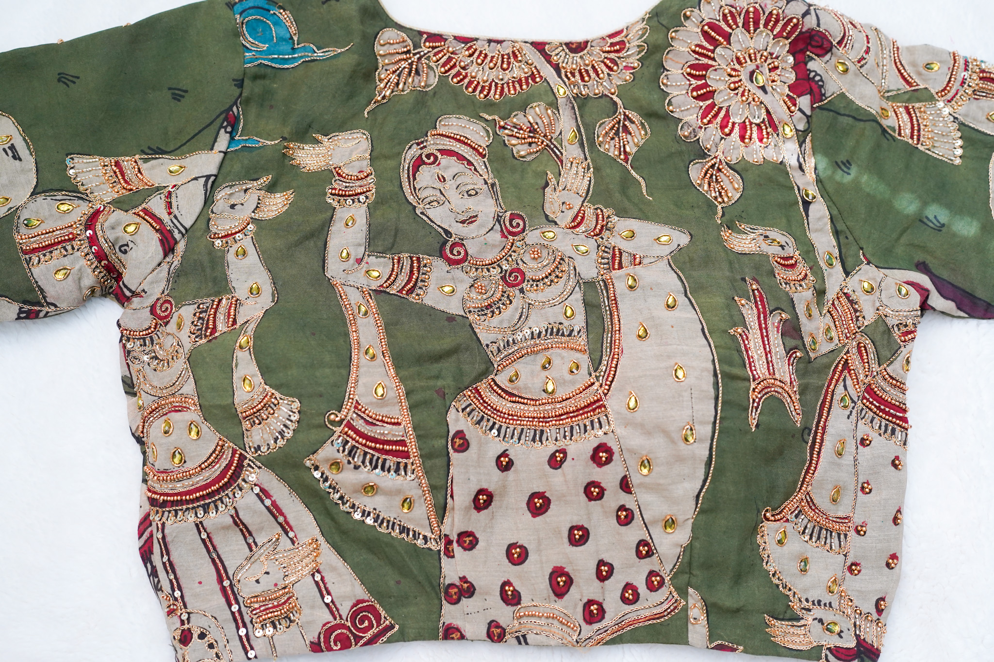 Pure Pen Kalamkari Maggam Work Blouse