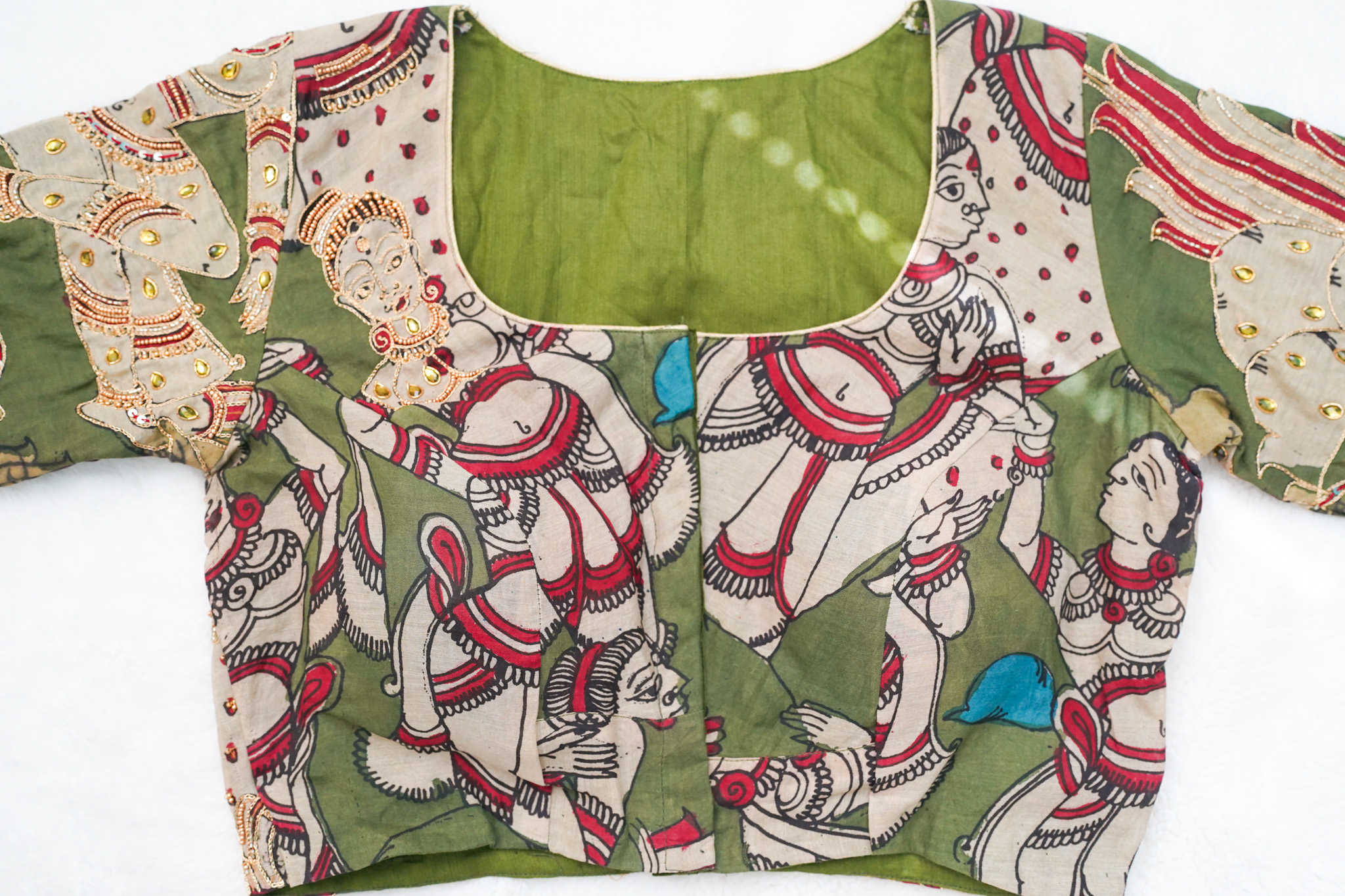 Pure Pen Kalamkari Maggam Work Blouse