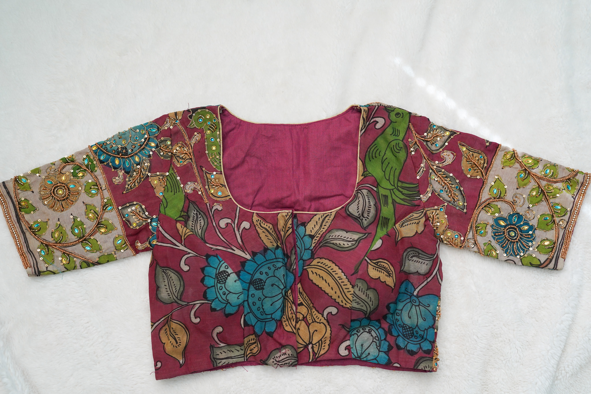 Pure Pen Kalamkari Maggam Work Blouse