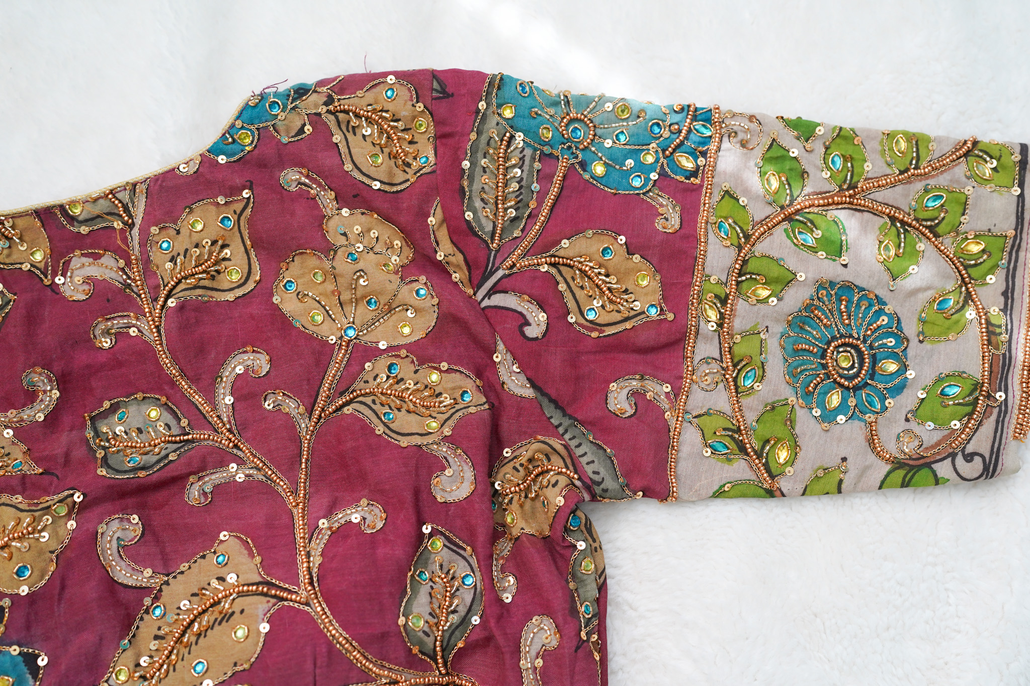 Pure Pen Kalamkari Maggam Work Blouse