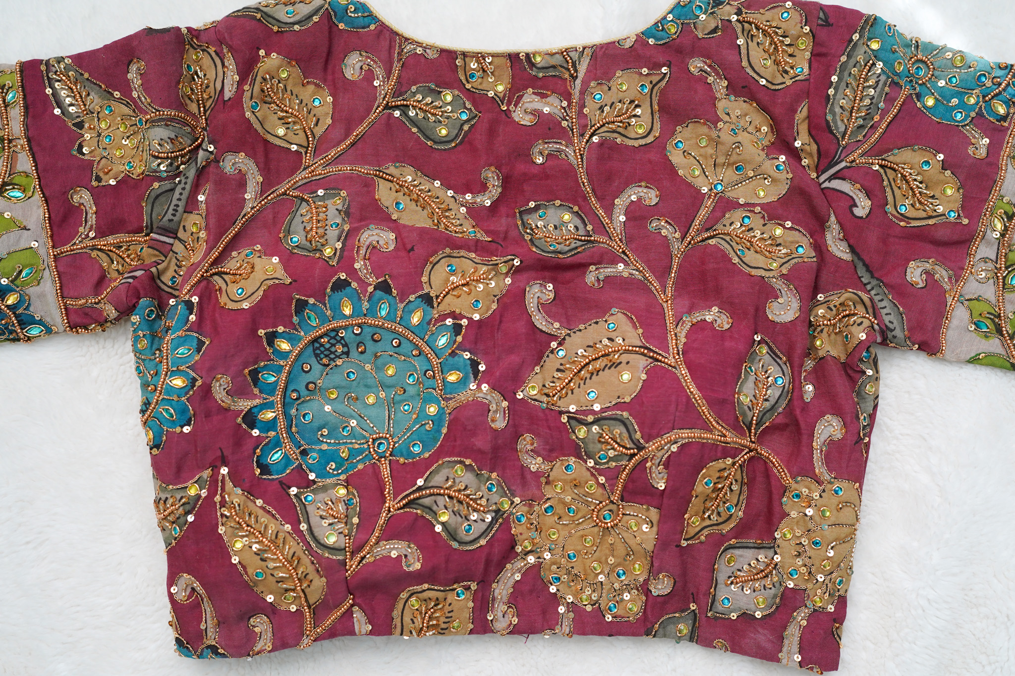 Pure Pen Kalamkari Maggam Work Blouse