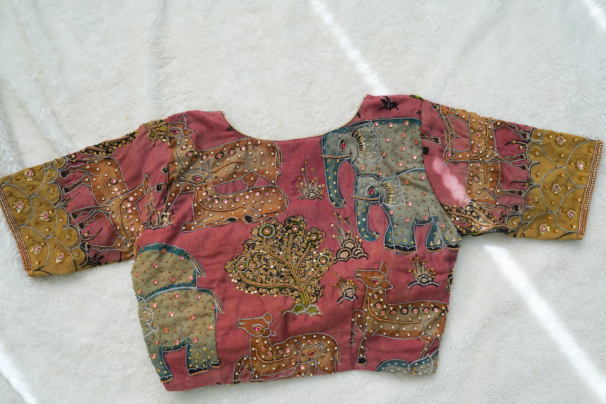 Pure Pen Kalamkari Maggam Work Blouse