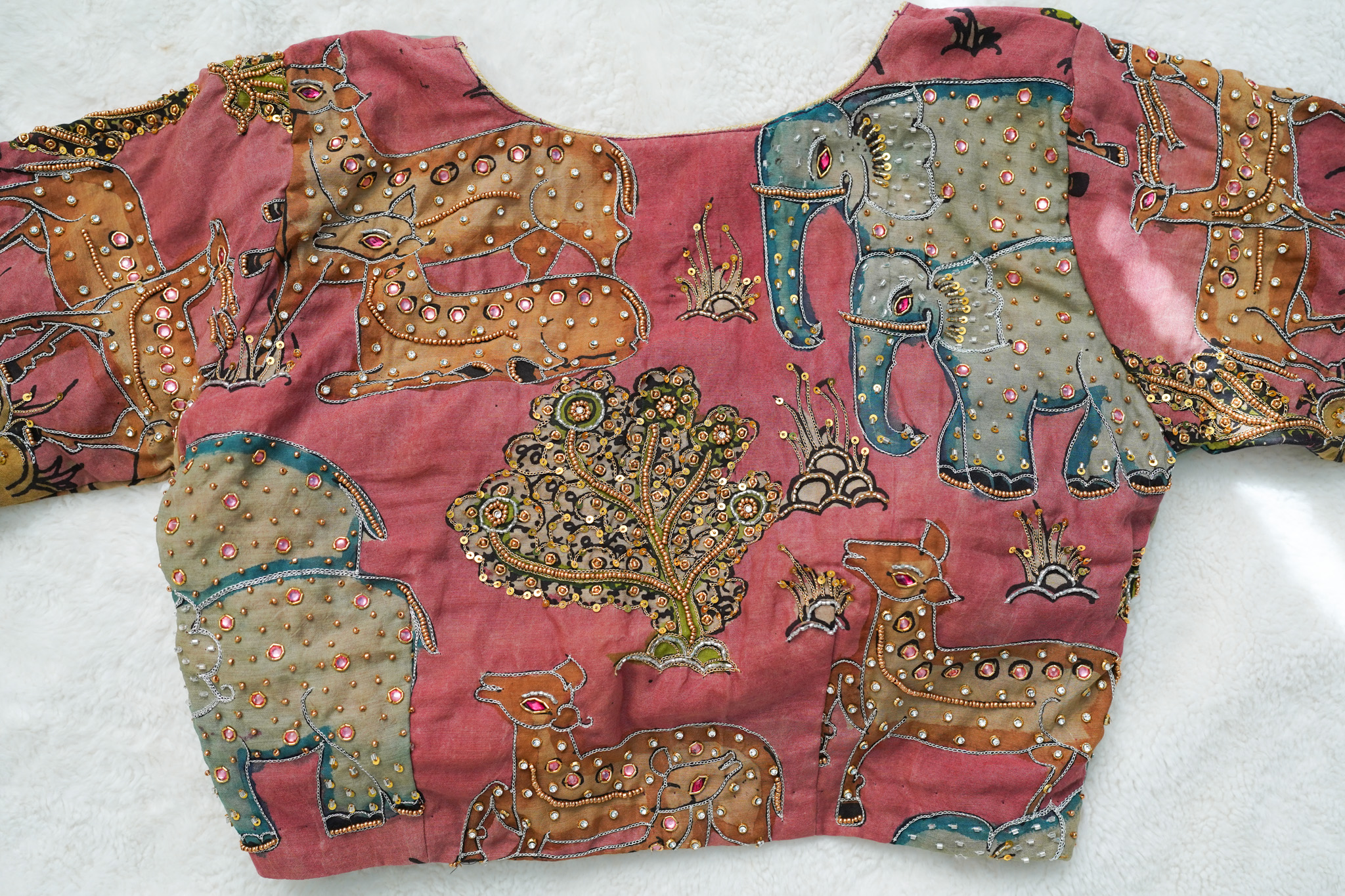 Pure Pen Kalamkari Maggam Work Blouse