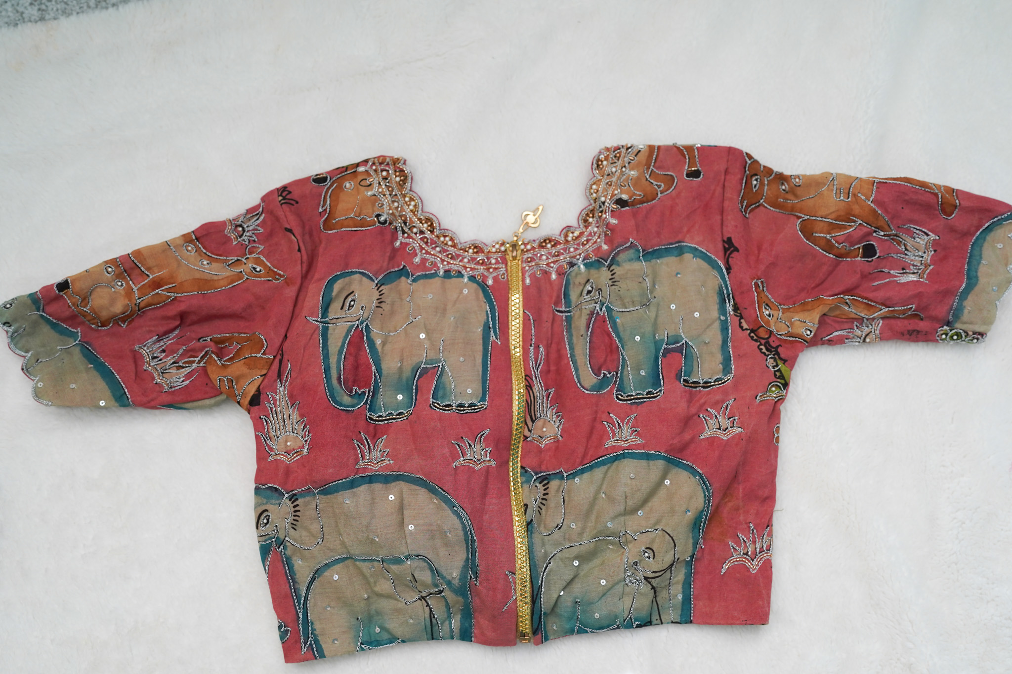 Pure Pen Kalamkari Maggam Work Blouse