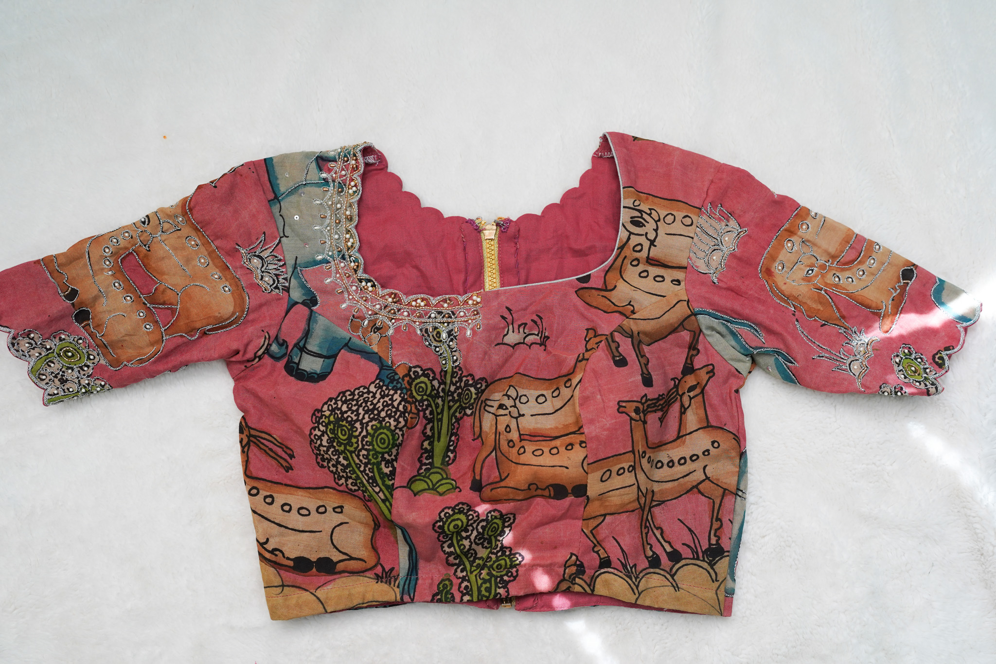 Pure Pen Kalamkari Maggam Work Blouse
