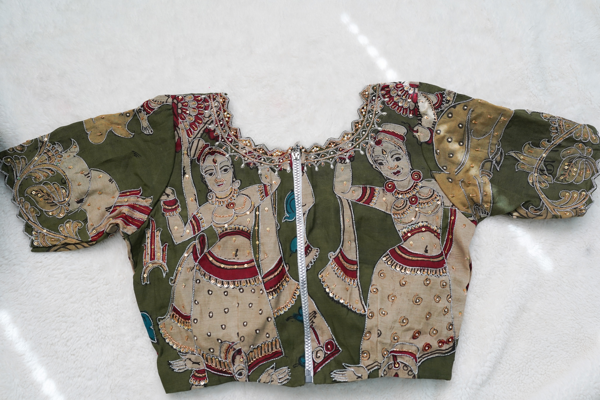 Pure Pen Kalamkari Maggam Work Blouse