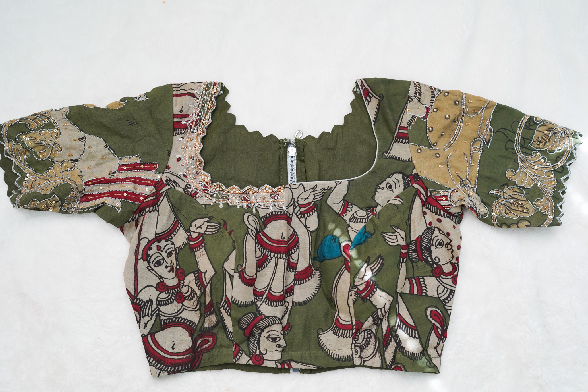 Pure Pen Kalamkari Maggam Work Blouse