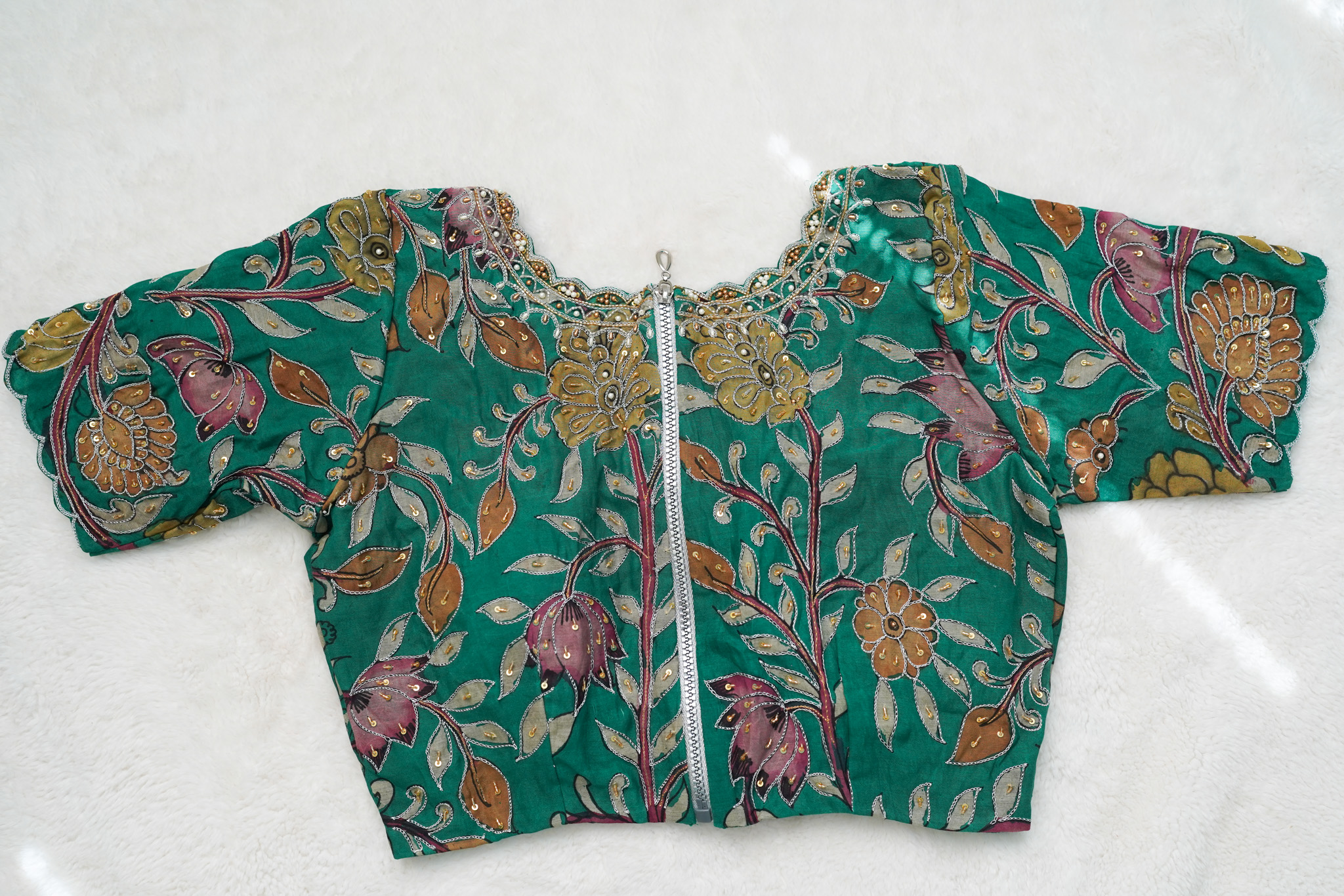 Pure Pen Kalamkari Maggam Work Blouse