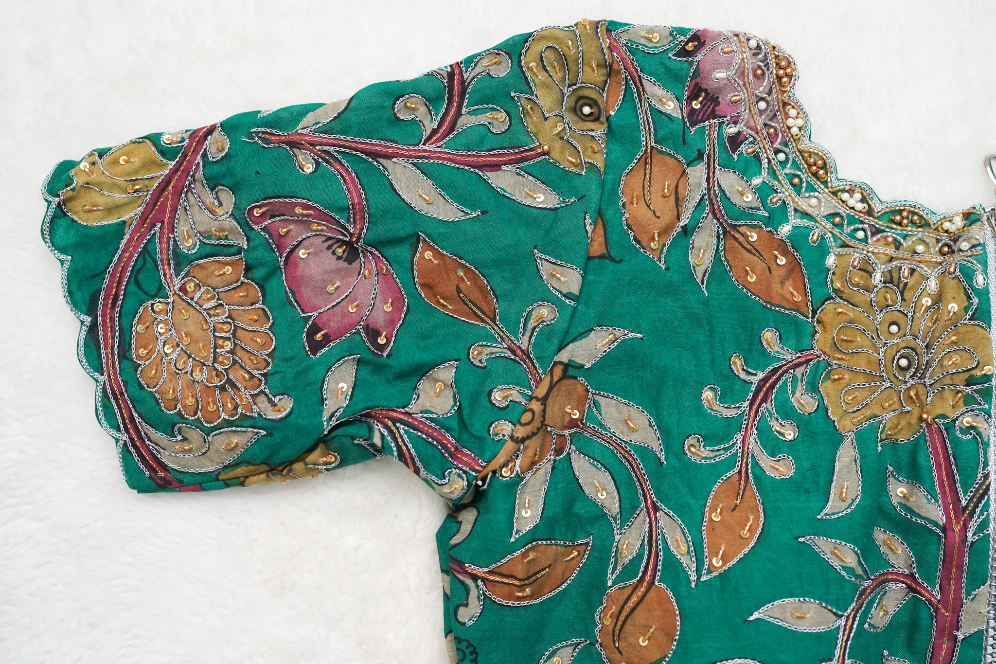 Pure Pen Kalamkari Maggam Work Blouse