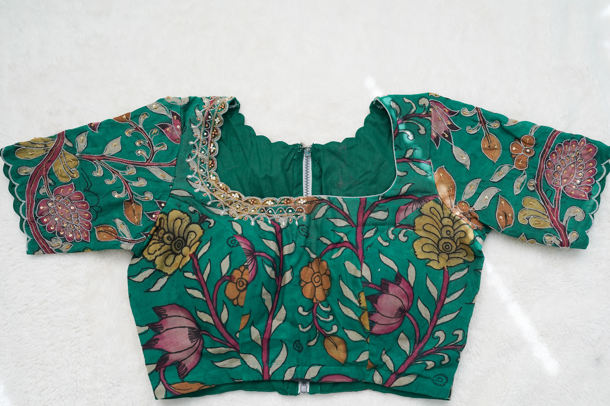 Pure Pen Kalamkari Maggam Work Blouse