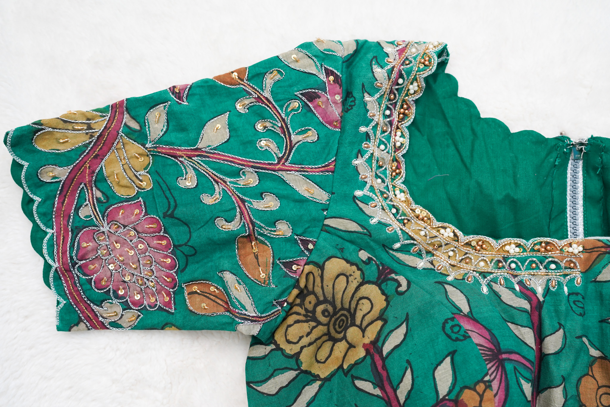 Pure Pen Kalamkari Maggam Work Blouse