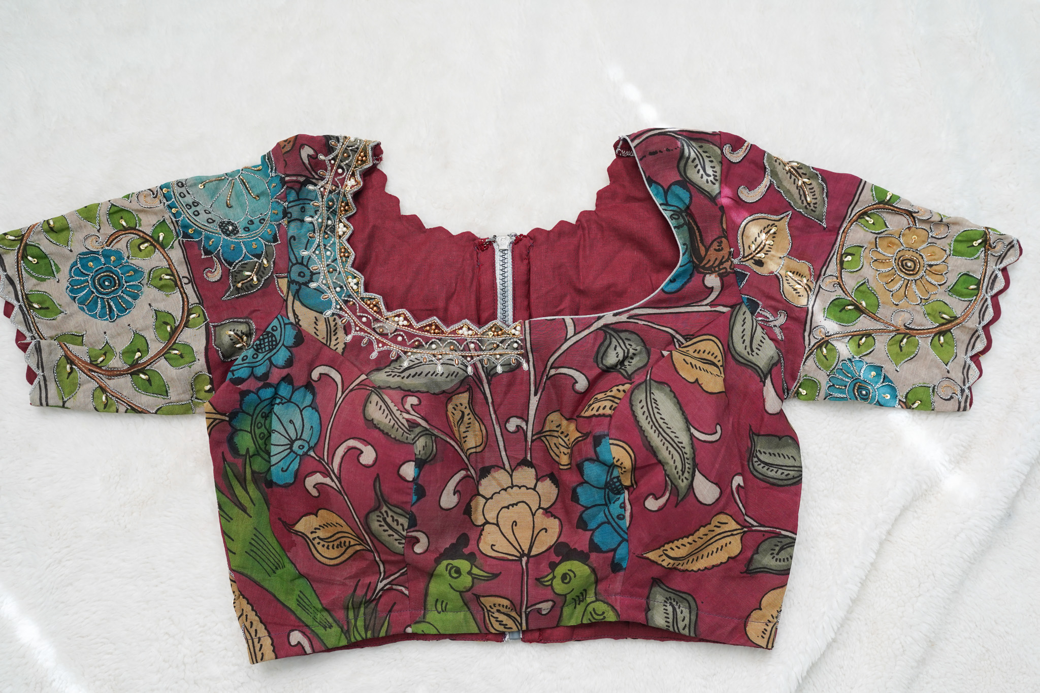 Pure Pen Kalamkari Maggam Work Blouse